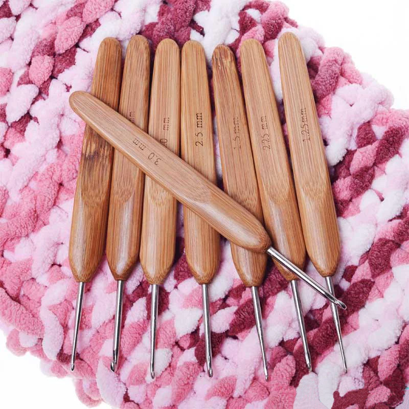 LMDZ 10pcs/Set 0.5mm-2.75mm Bamboo Knitting Needles Set Small Lace Knitting Hooks Set DIY Crochet Hooks Needles For Yarn Handle