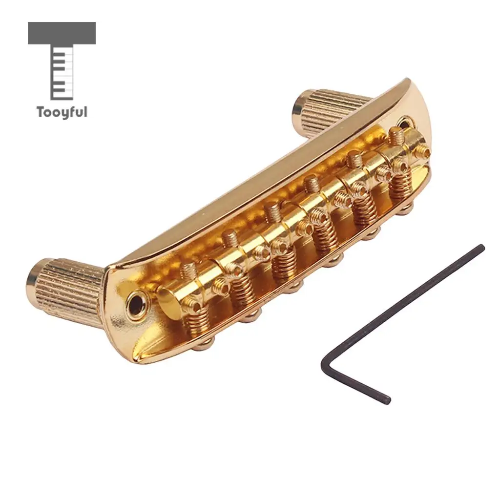 Tooyful Guitar Bridge W/ Thimbles & Allen Wrench for Jazzmaster Jaguar Mustang Gold