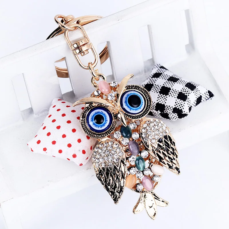 Pearl Crystal Owl Keychains Pendants Decoration Car Keys Women Keychain For Bag Accessories Zinc Alloy Keys Rings Fashion 2019