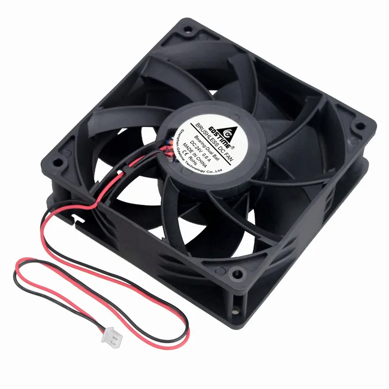 Gdstime 5 Pcs DC 24V 12cm 120*120*38mm Dual Ball PC Case Cooling Fan 120mm x 38mm 12038B 0.6A High Pressure Cooler Strong Wind