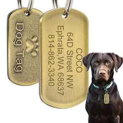 Custom Engraved Dog Tag Medium Large Pet Stainless Steel Personalized ID Nameplate Fashion Dog Tag with Paw Print Anti-lost