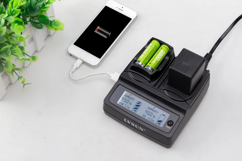 LVSUN Universal Phone+AA+Camera Car/AC LI-40B LI42B LI40B LI42B Charger Adapter For Olympus Li-42B/Pentax D-Li63/Fuji NP-45/EL10