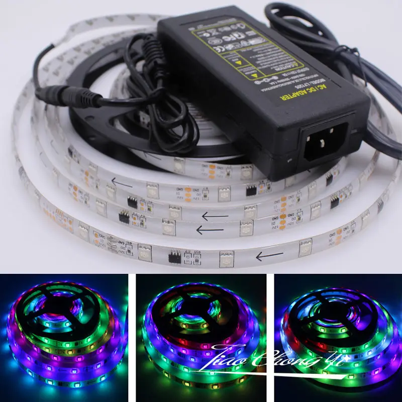 5M WS2811 5050 Horse Race RGB Full color 150LED strip IP65 + 5A 12V EU/US power