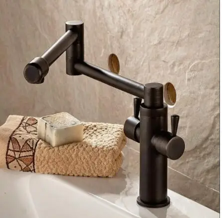 

Kitchen Gold/Antique basin Folding Faucet 360 Degree Rotating Vegetable Bowl Faucet hot&cold Tap Deck Mounted Dual Handle tap