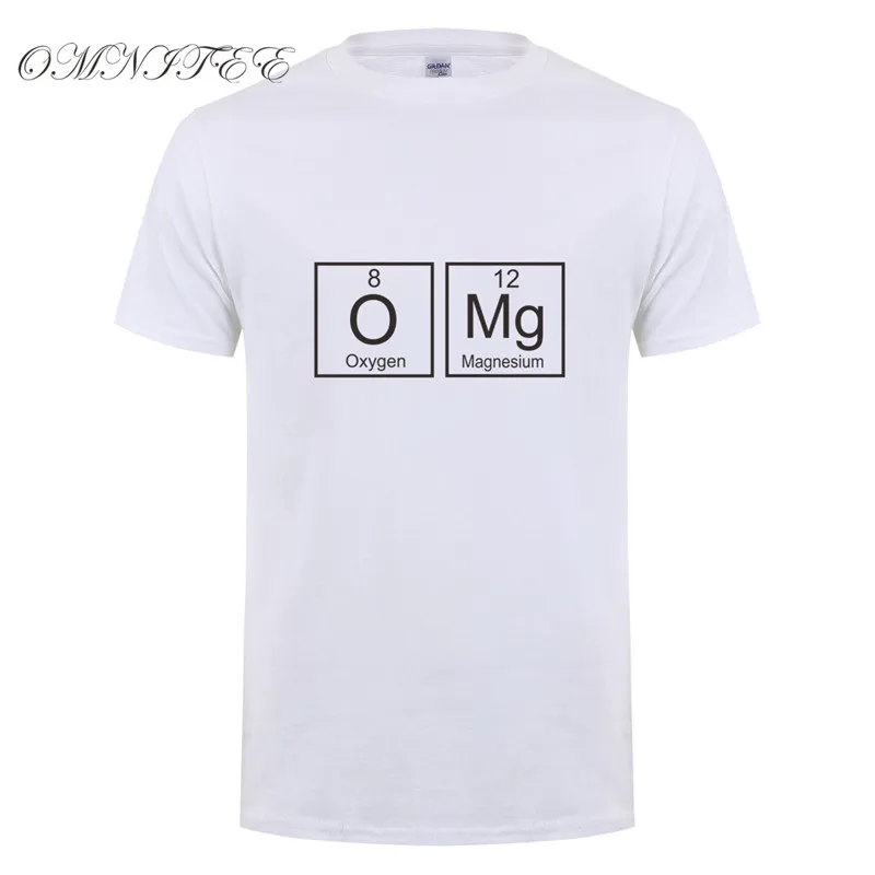 

Funny Design Men T Shirts OMG Short Sleeve Cool Science Chemistry T-shirt Cotton Men Clothings Tops High Quality OT-763