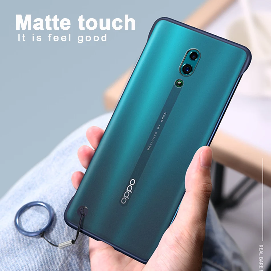 Reno Frameless Transparent Matte Hard Phone Case For OPPO Reno Cover For Reno 10x Zoom With Finger Ring Cases