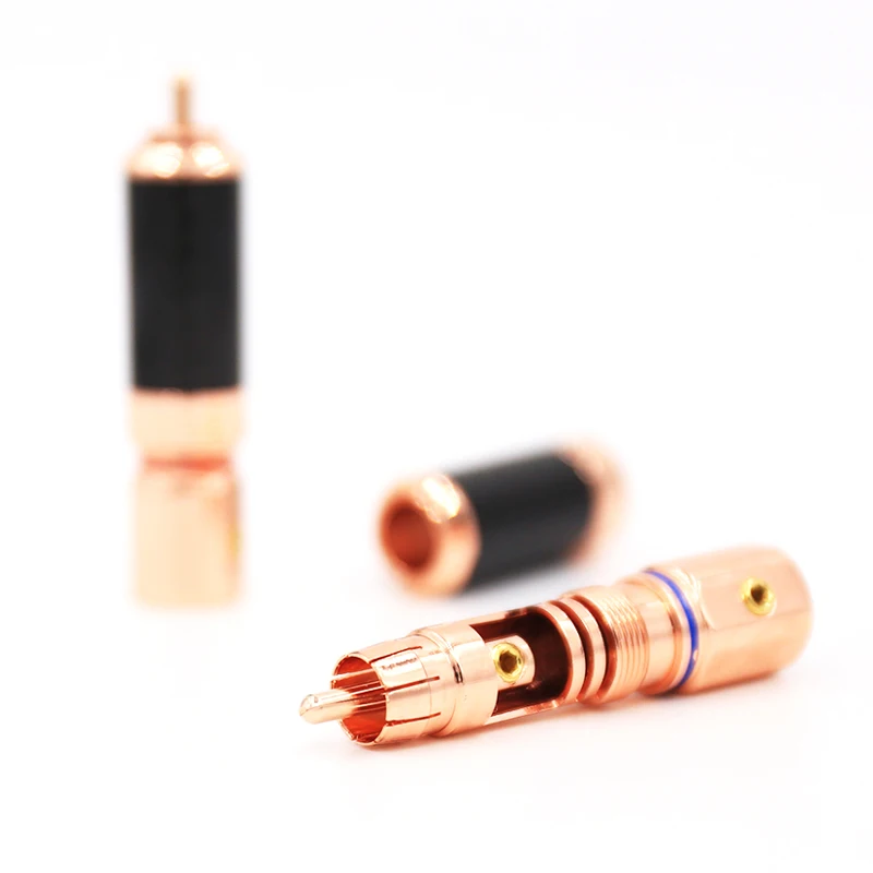 Free Shipping DIY 16pcs Carbon Fiber Rose Gold  Plated RCA Jack Plug Solder Audio Cable Plug Connector for HIFI