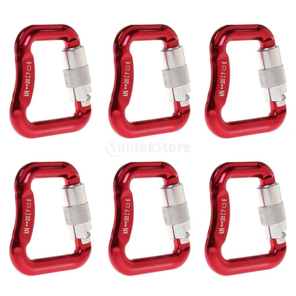 6Pcs 20KN Aluminum Auto Locking Carabiners Powered Paragliding Lock for Rock Climbing Paragliding Mountaineering Equipment