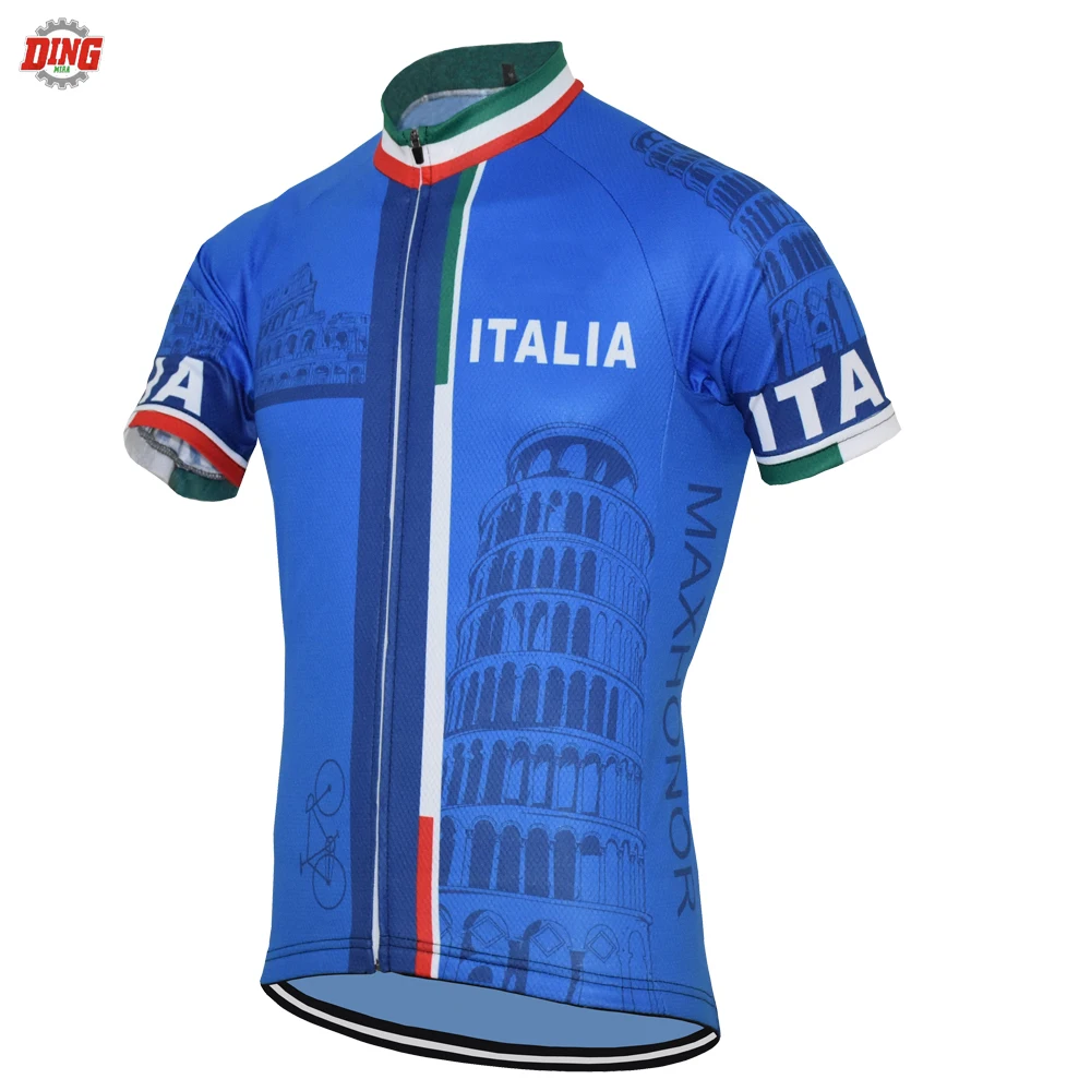 NEW Italy ITALIA team cycling jersey set men short sleeve bike wear jersey set bib shorts Gel Pad blue Cycling clothing