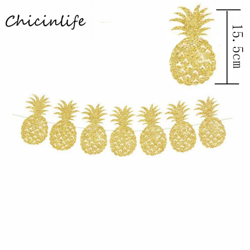 Chicinlife Gold Pineapple Bunting Banner Summer Tropical party garland Hawaii Birthday Party Decoration Pineapple Garland