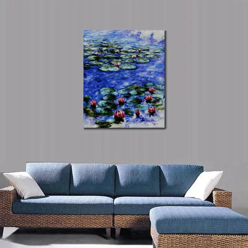 Claude Monet Paintings on Oil Canvas Water Lilies Image Convert to Hand Painted Picture for New Dining Wall Hanging Decor