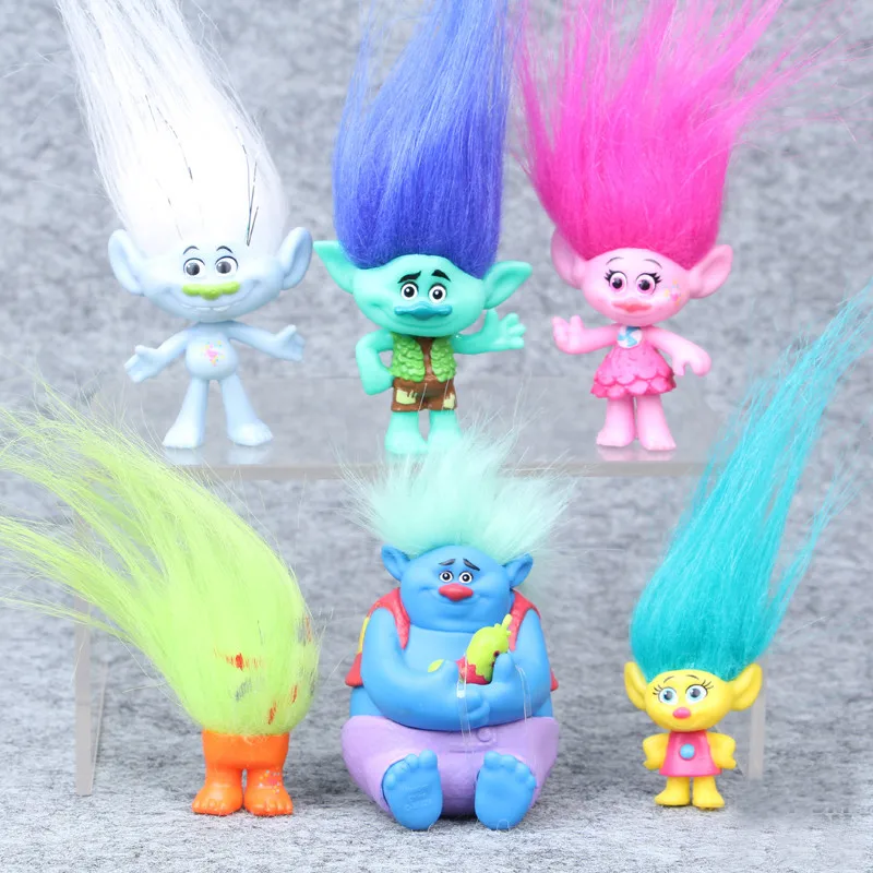 6pcs/set Gift Bag Package Dreamworks Movie Trolls Poppy Branch Critter Skitter Boards PVC Action Figures Toys