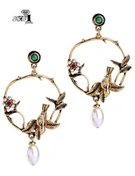 YaYi Jewelry Fashion Multi Glass  Rhinestone Dangle Crystal Earring Women's Fashion Ancient Gold  Color Gem Earrings Gift