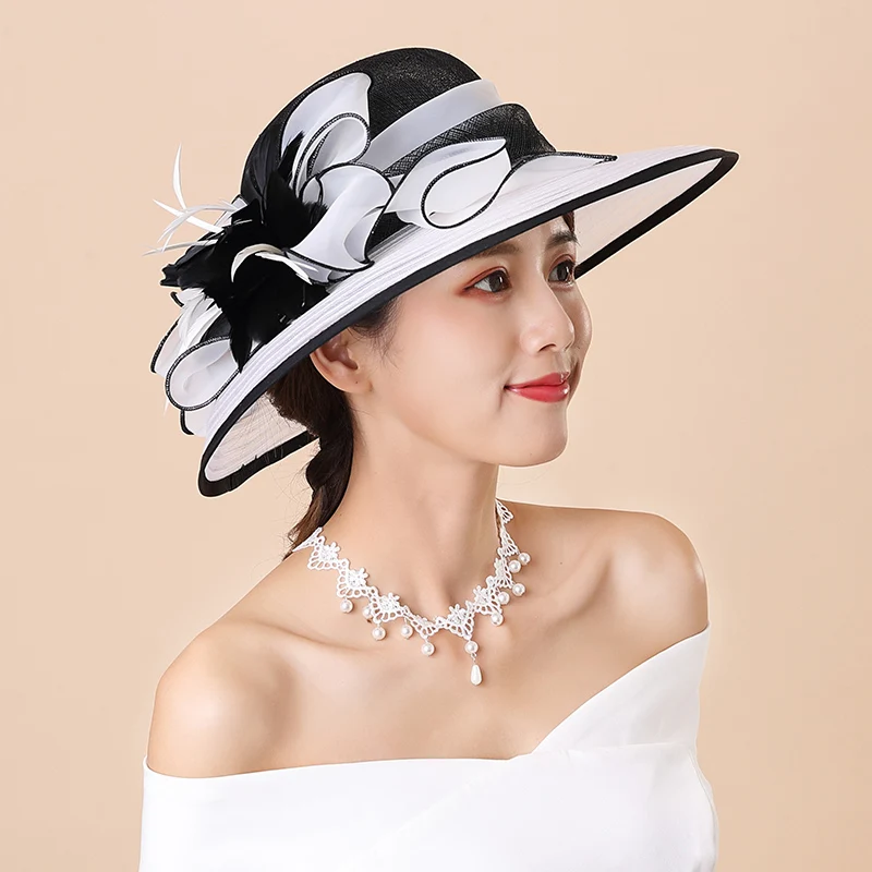 Fedoras Hat Female Ladies Day Beach Visor Cap Holiday Church Party Japanese Summer Women Hats Wedding Show Fascinators Cap H6613