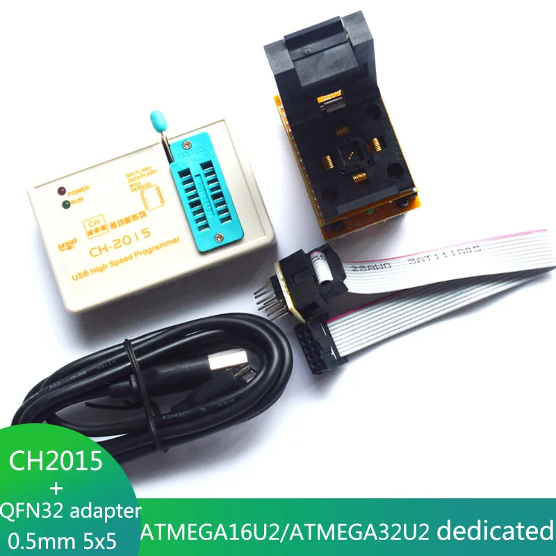 

CH2015 Intelligent High Speed USB Programmer+QFN32 adapter WSON32 DFN32 MLF32 for ATMEGA16U2 ATMEGA32U2 Programmer