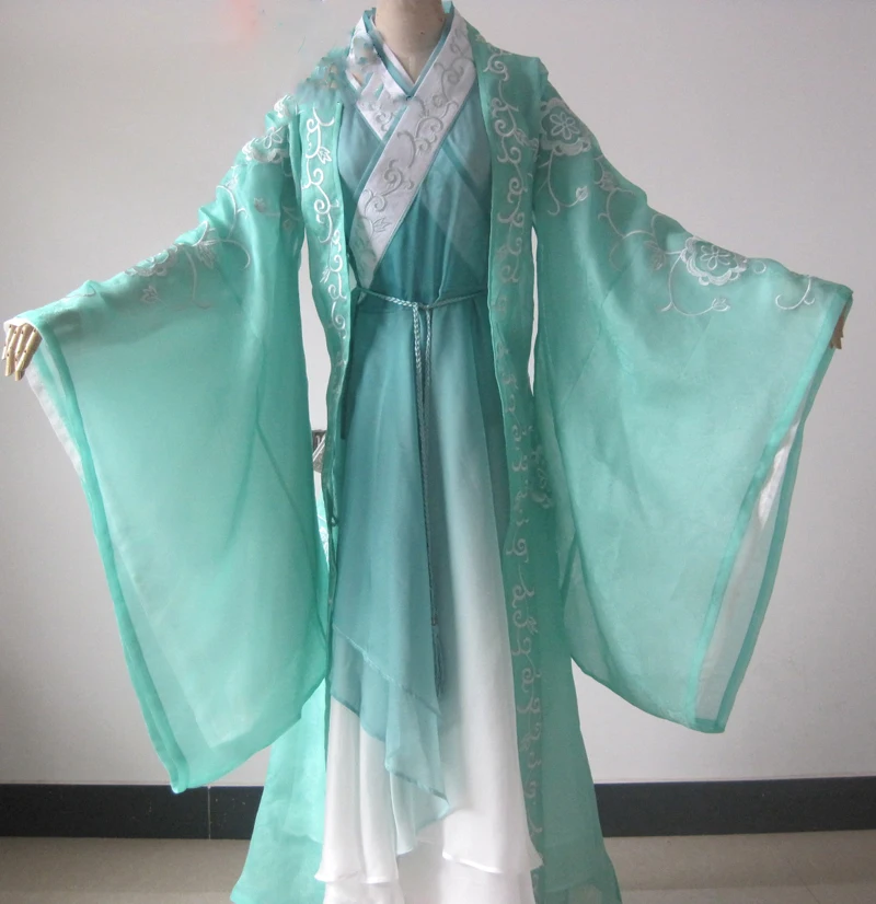 Bi Yao Blue Embroidery Women's Costume Lovely Fairy Costume Female for 2016 Newest TV Play Zhu Xian Qing Yun Zhi