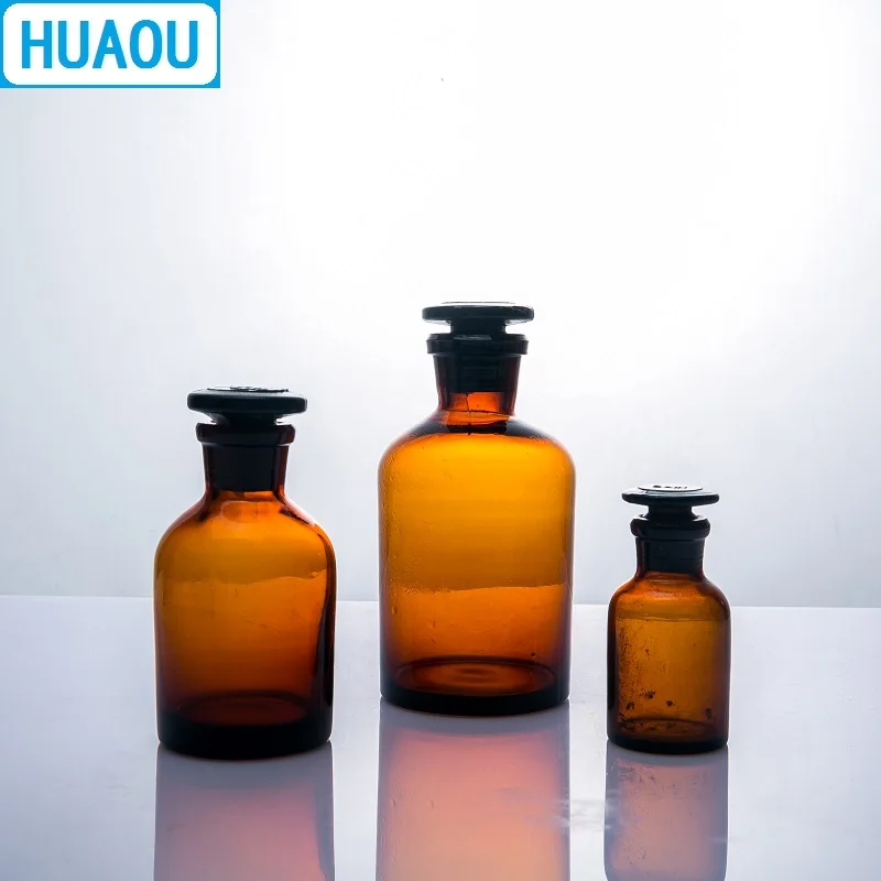 HUAOU 30mL Narrow Mouth Reagent Bottle Brown Amber Glass with Ground in Glass Stopper Laboratory Chemistry Equipment