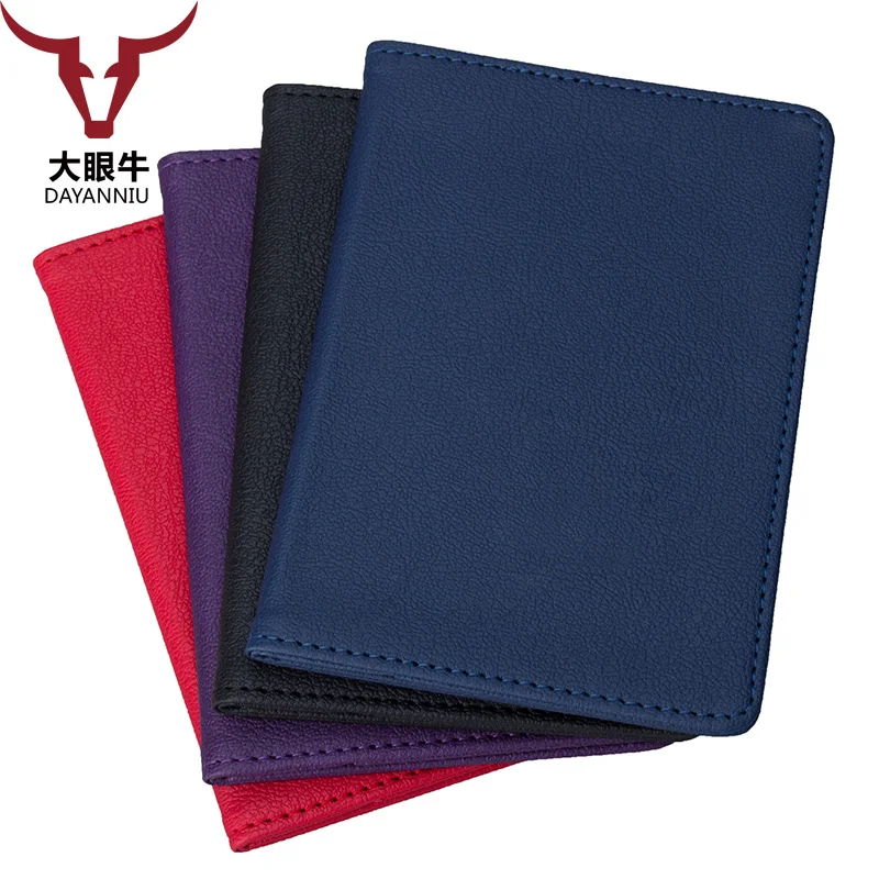 PU Leather passport holder with card slot solid simple color travel Flight clip arc corner passport cover (custom available)