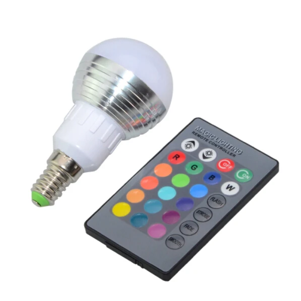 

E14 E27 Led Lamp Spotlight 3W 85-265V 110V 220V Colorful RGB Bulb Chandelier Lustre Lanterna Led Light +24Keys Remote Controller