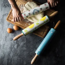 ANTOWALL Ceramic household rolling pin large kitchen roller drum activity non-stick pole stick dumplings rolling rod