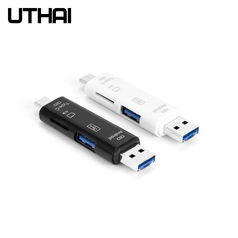 Hoge snelheid 3-in-1 OTG-kaartlezer USB Type C en MicroUSB voor Android Universele TF/USB-uitbreiding Compatibel met computers