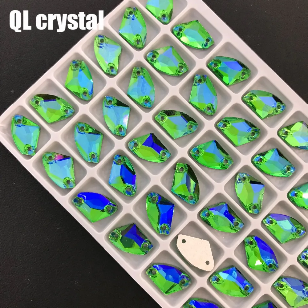 QL Crystal AB Color  9x14mm Galactic AX Sew on Crystal Rhinestone Flatback Glass crystal sew on for Wedding dress clothing