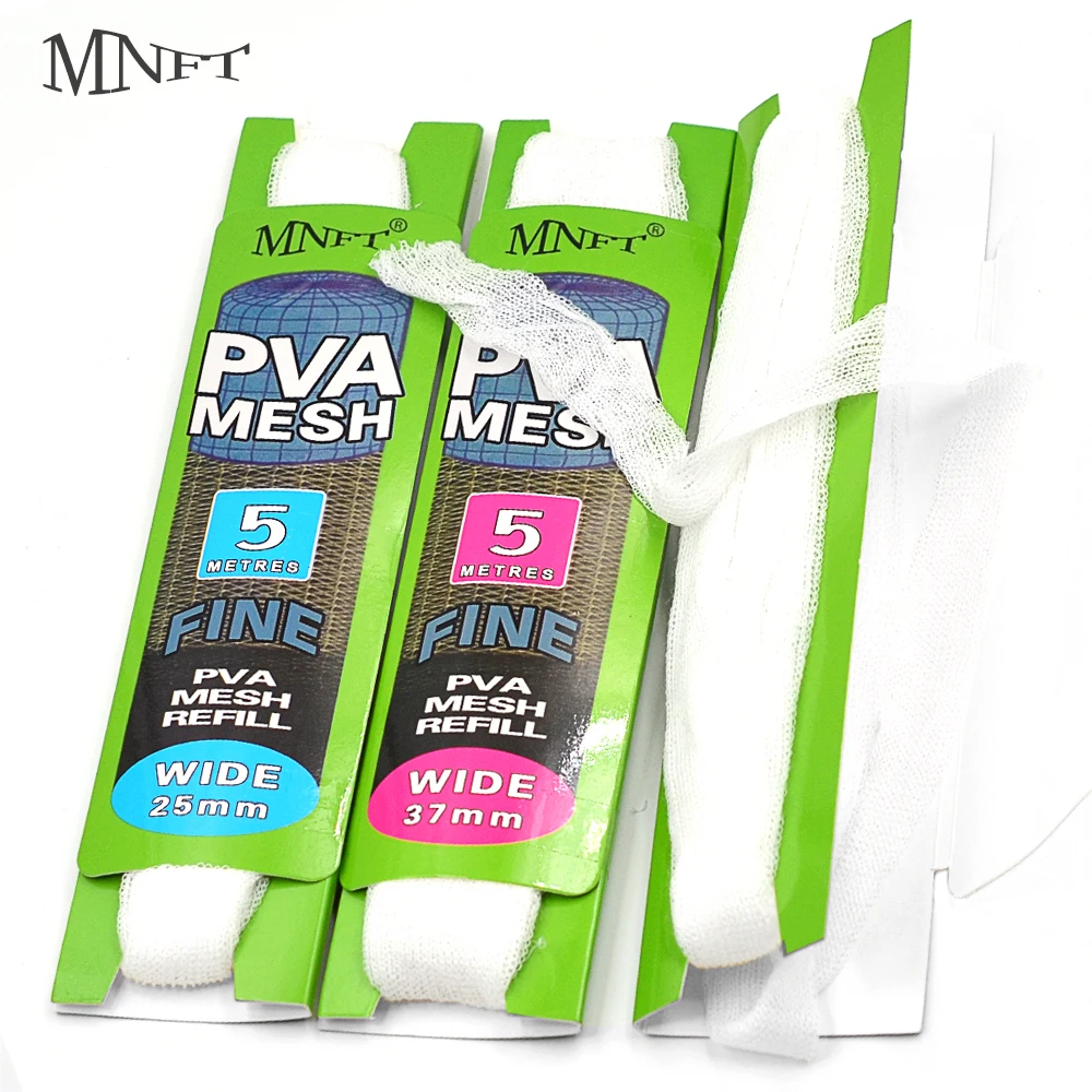 MNFT 2 Packs Carp Fishing PVA Mesh Boilies 25MM/37MM X5m PVA Soluble Bag Artifact Mesh For Carp Coarse Boilie Pellet Bait