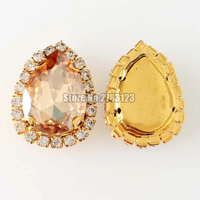 Gold bottom faltback sew on stones,golden champion high quality Glass Crystal rhinestones with claw diy/Clothing accessories