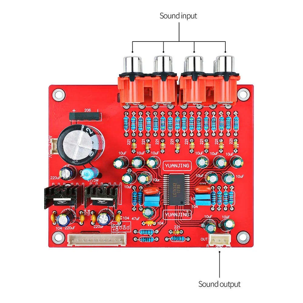 AIYIMA 4 Ways Audio Input Treble Bass Volume Tone Remote Control LC75342 Preamplifier Tone Board LCD Display DIY Home Amplifier