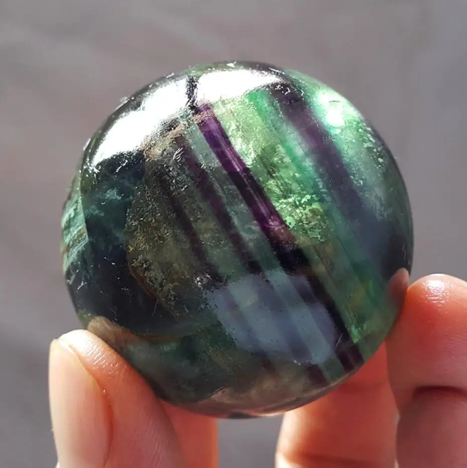 

48 mm Natural Fluorite Quartz Crystal Sphere Ball Healing