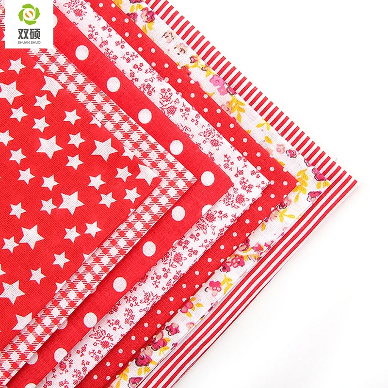 Cotton Fabric No Repeat Design Red Series Patchwork Fabric Fat Quater Bundle Sewing For Fabric 7pieces/lot 50x50cm A1-7-2