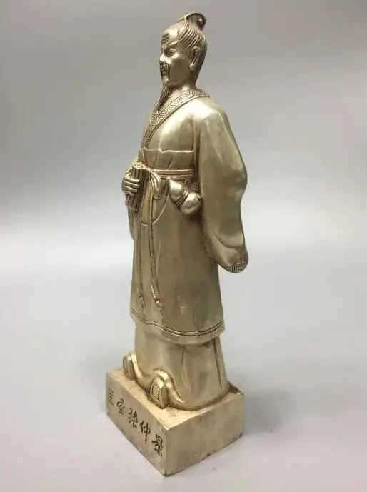 Collection archaize white copper god doctor Zhang zhongjing statue