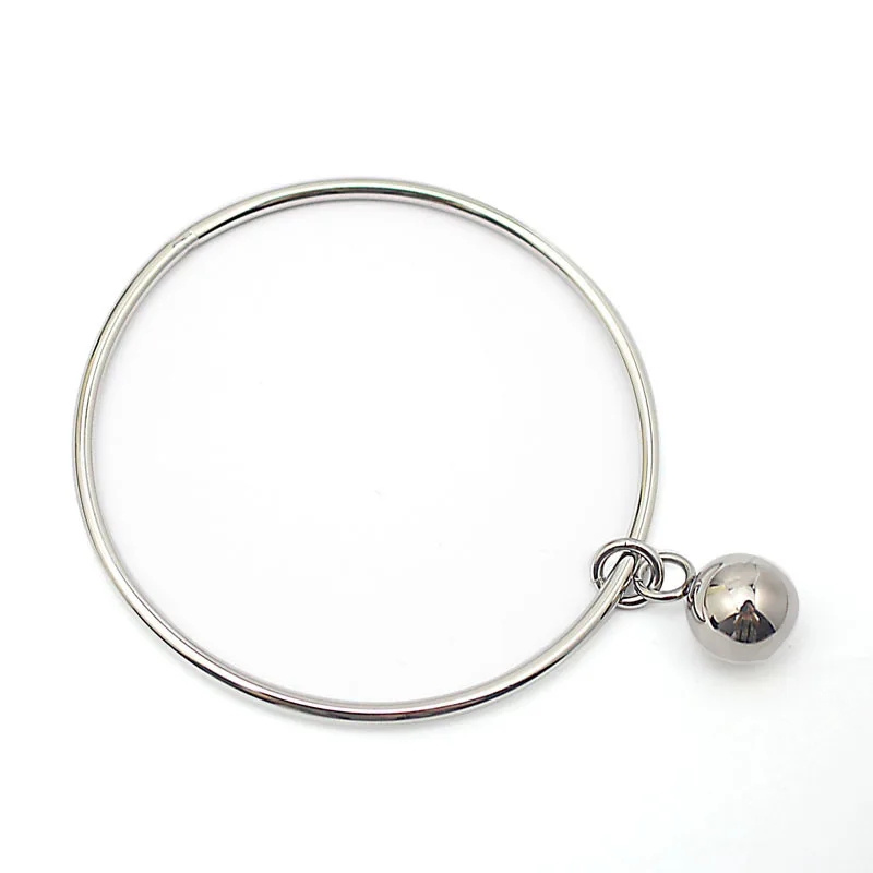 Stainless Steel Ladies Dangle Disc Pendant Wristband Metal Silver Color Wiring Charms Bracelets with Beads Ball Women Jewelry