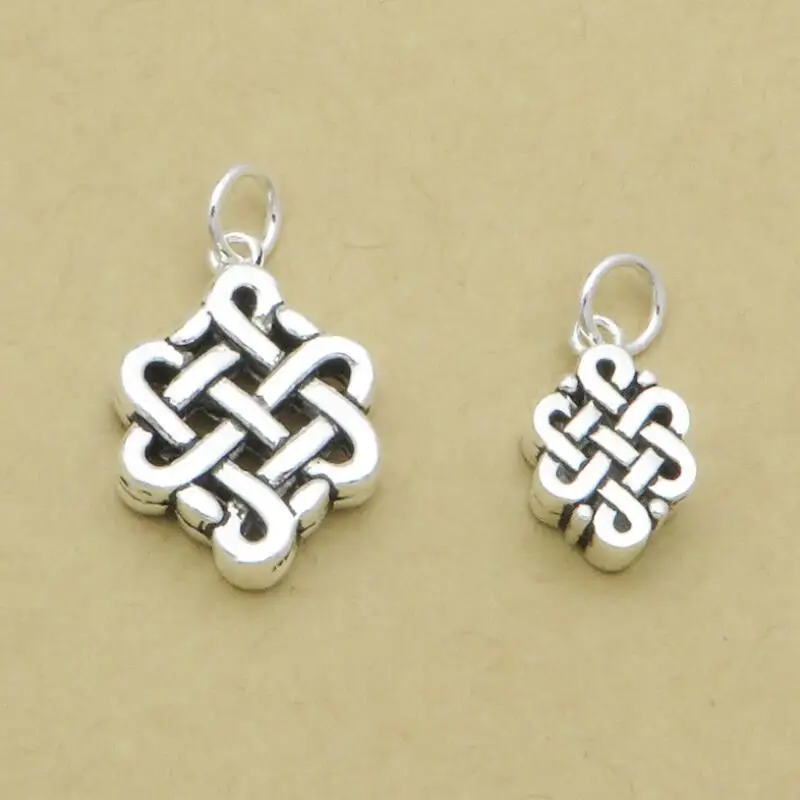 100% 925 Silver Tibetan Endless Knot Charm Vintage Silver Lucky Knot Bracelet Charm DIY Jewelry Charm Jewelry Findings