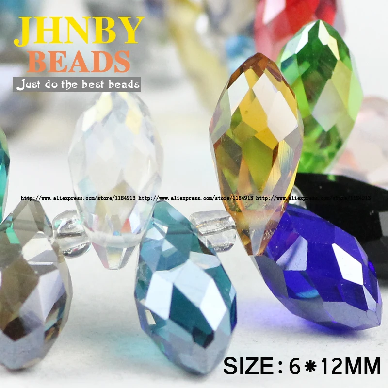 6*12mm 50pcs Briolette Pendant Waterdrop Austrian crystal beads Teardrop glass beads for jewelry making bracelet DIY Accessories