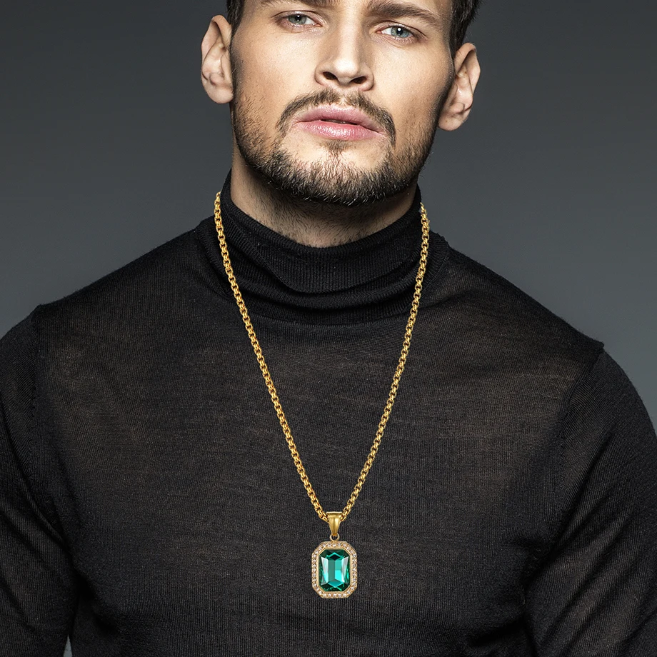 Iced Out Small Square Black Crystal Pendant Necklace For Men/Women Bling Rhinestone Hip hop Jewelry With Box Chain Drop Shipping