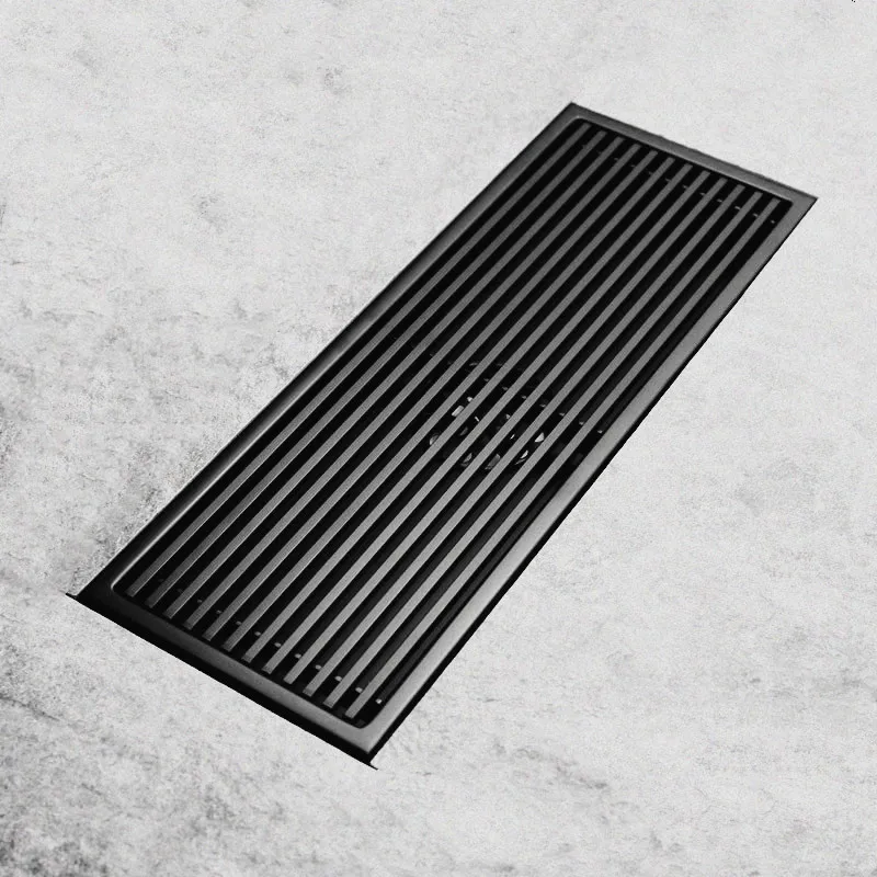 

300*110mm 2pcs/ lot Black Plated top quality Stainless Steel floor drain Linear Shower Floor Drain with Grate Removable Cover