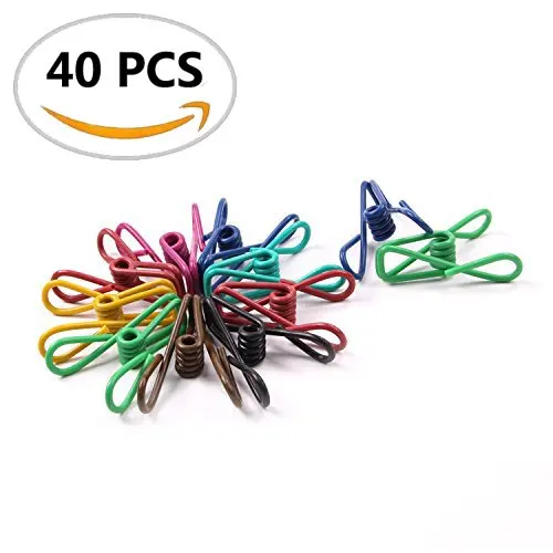 40 pcs Multi-purpose Colorful Metal Clips Holders,Multi-purpose Clothesline Utility Clips (40 pcs assorted colors)