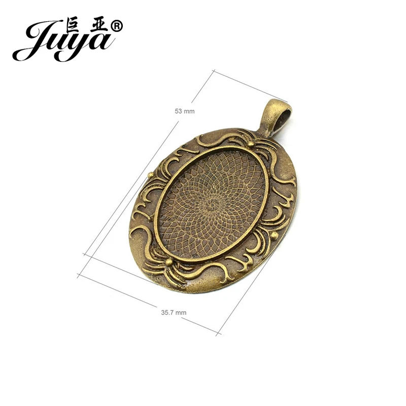 5 teile/los 22x30mm Oval Anhänger Blank Einstellungen Cabochons Basen Lünette Trays Fit 22x30mm Cabochon cameo DIY Halskette Schmuck Machen – Detail 1