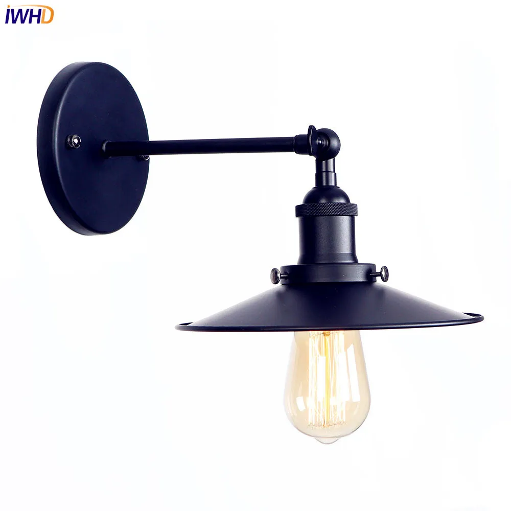 

IWHD Retro Black Wall Light Fixtures Bathroom Living Room Adjustable Arm Antique Vintage Wall Sconce LED Edison Beside Lamp