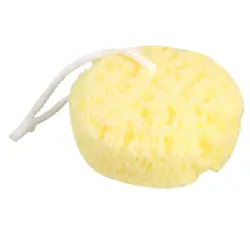 Yellow Round Bath Sponge Body Shower Soft Sponge w Hanging Loop