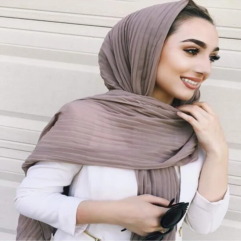 

Pleat Bubble Chiffon Scarf,Plain Wrinkle Shawls In High Quality,Crumple Muslim Hijab Solid Color Scarves Crinkle Head Wraps