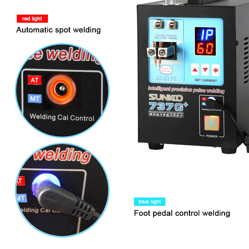 737G+ Battery Spot Welder 4.3KW LED Light Spot Welding Machines with Welding Pens For 18650 Lithium Batteries Pack DIY Soldering