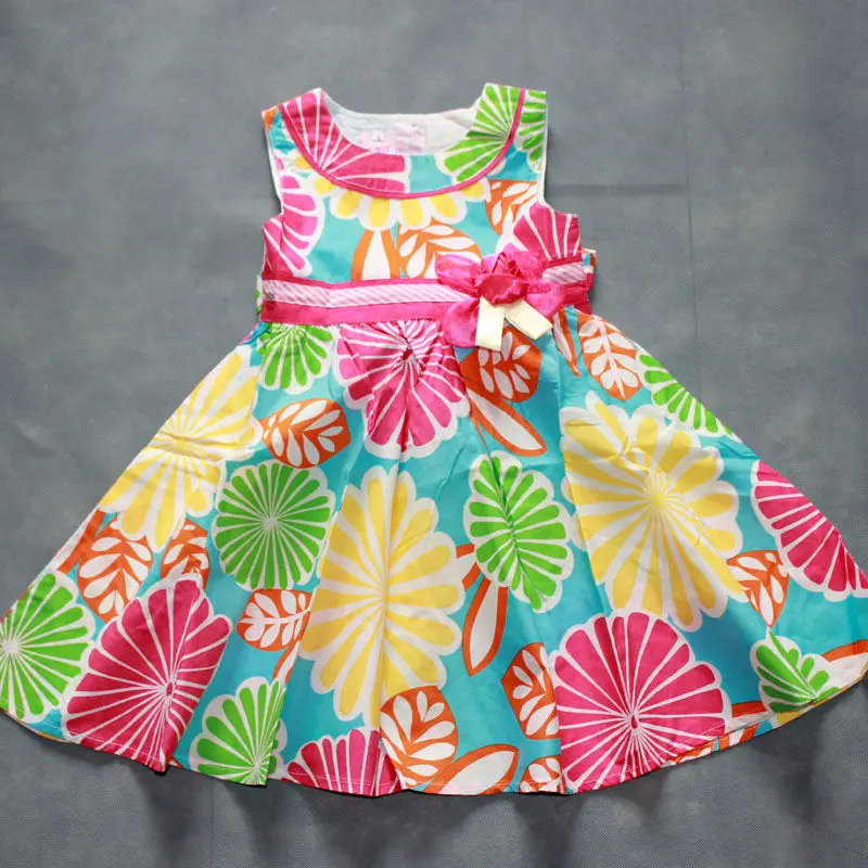 2023 Summer Girls' 100% Cotton Floral Tank Top Dress 2－8T