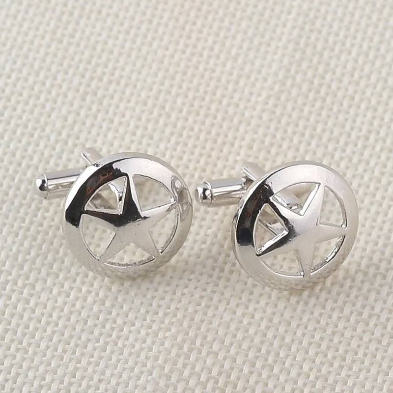 New Arrival pentagram cufflinks Men Shirt Designer simple Cufflink Zinc Alloy Five-pointed Star Design Cuff Links button hollow