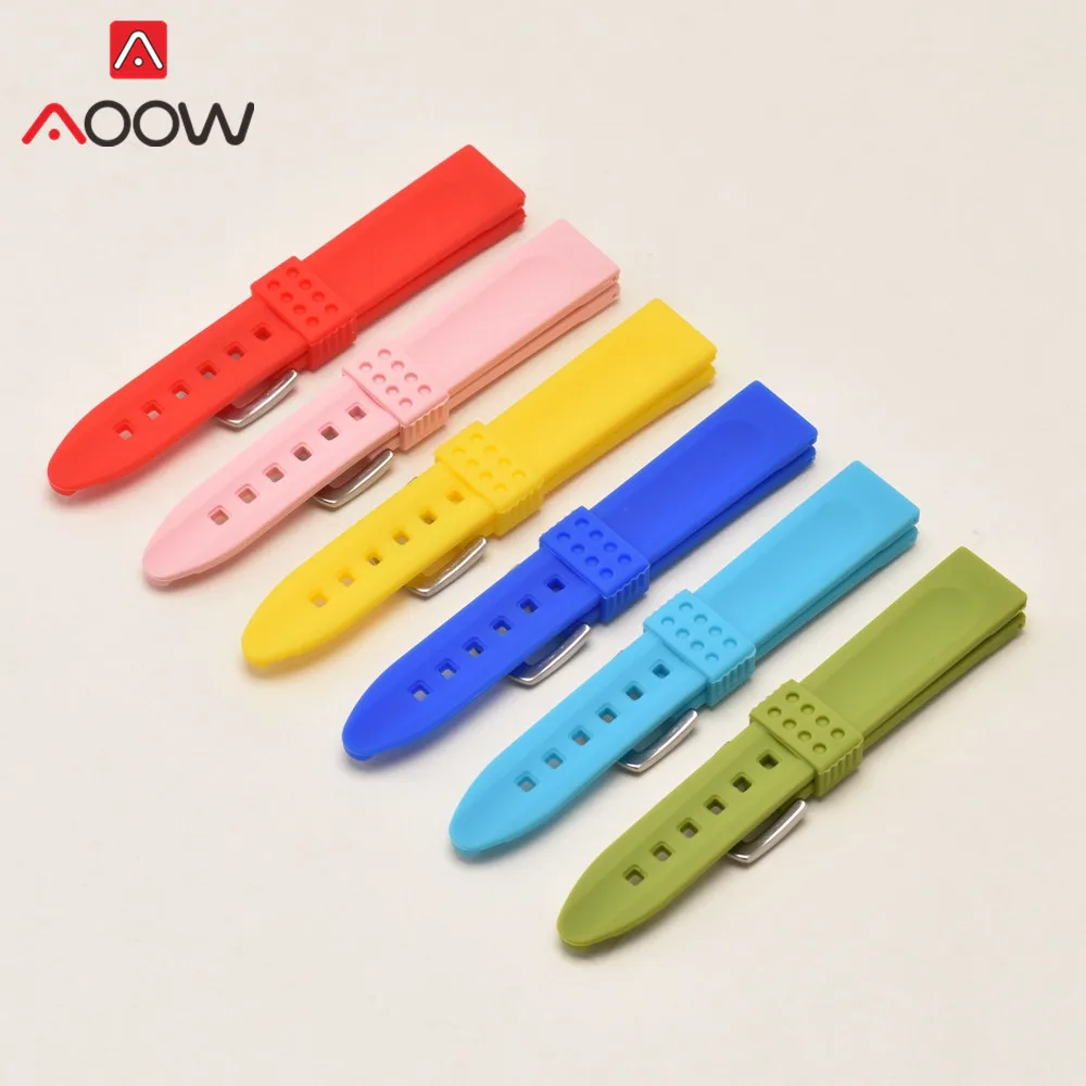 Universal 18mm 20mm 22mm 24mm Silicone Watchband Candy Color Soft Rubber Sport Waterproof Replacement Bracelet Band Strap Pink