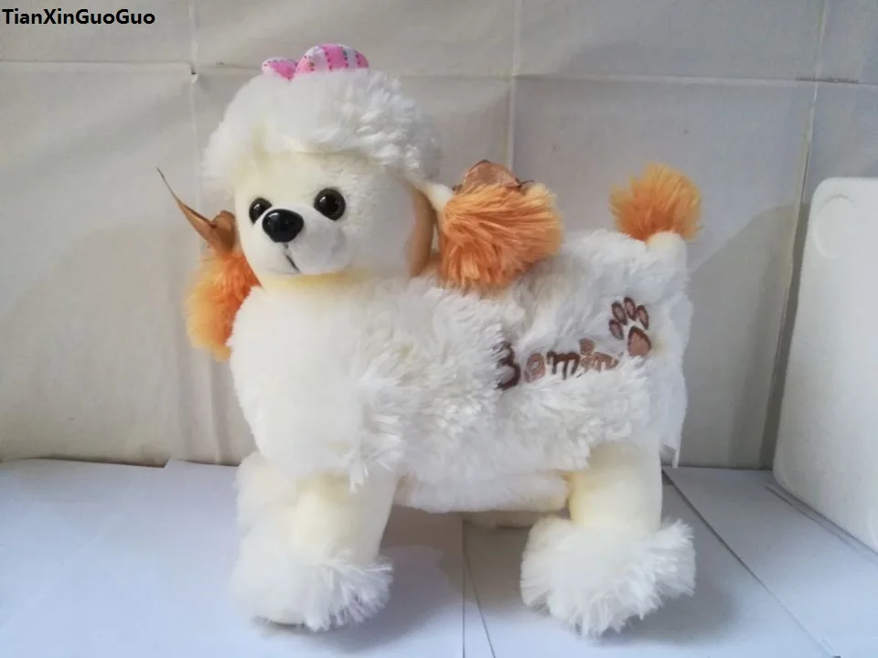 

about 30x25cm standing poodle dog plush toy soft doll pillow toy birthday gift w2946