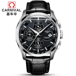 Multifunction Automatic Watch Men Luxury brand CARNIVAL Mechanical Watches Calendar Week 24hour Luminous Waterproof Montre homme