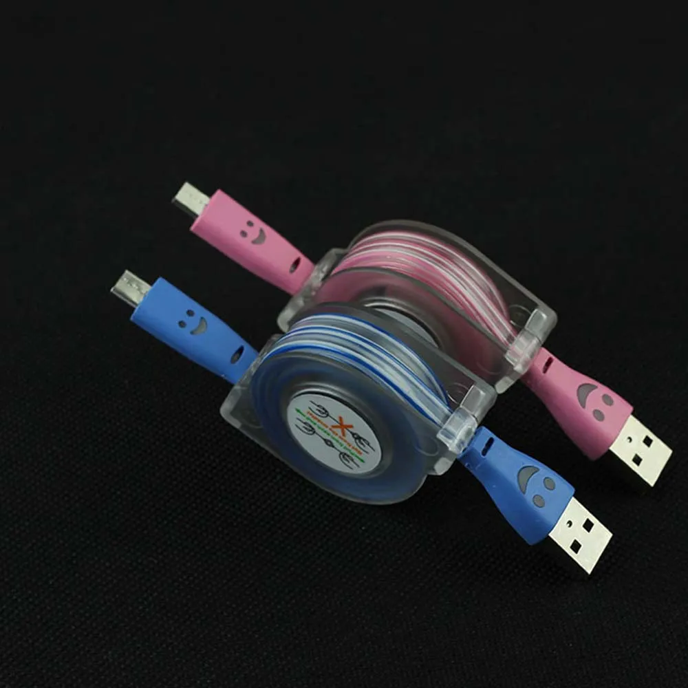 Retractable Glow Led micro Usb Sync & Charger Cable Light-up Usb Cable Glow for cell phone android htc samsung lg huawei