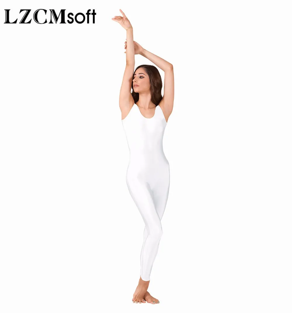 LZCMsoft Women Spandex Tank Unitard Scoop Neck Gymnastics Unitards Full Bodysuit Jumpsuit Ballet Stage Dance Show